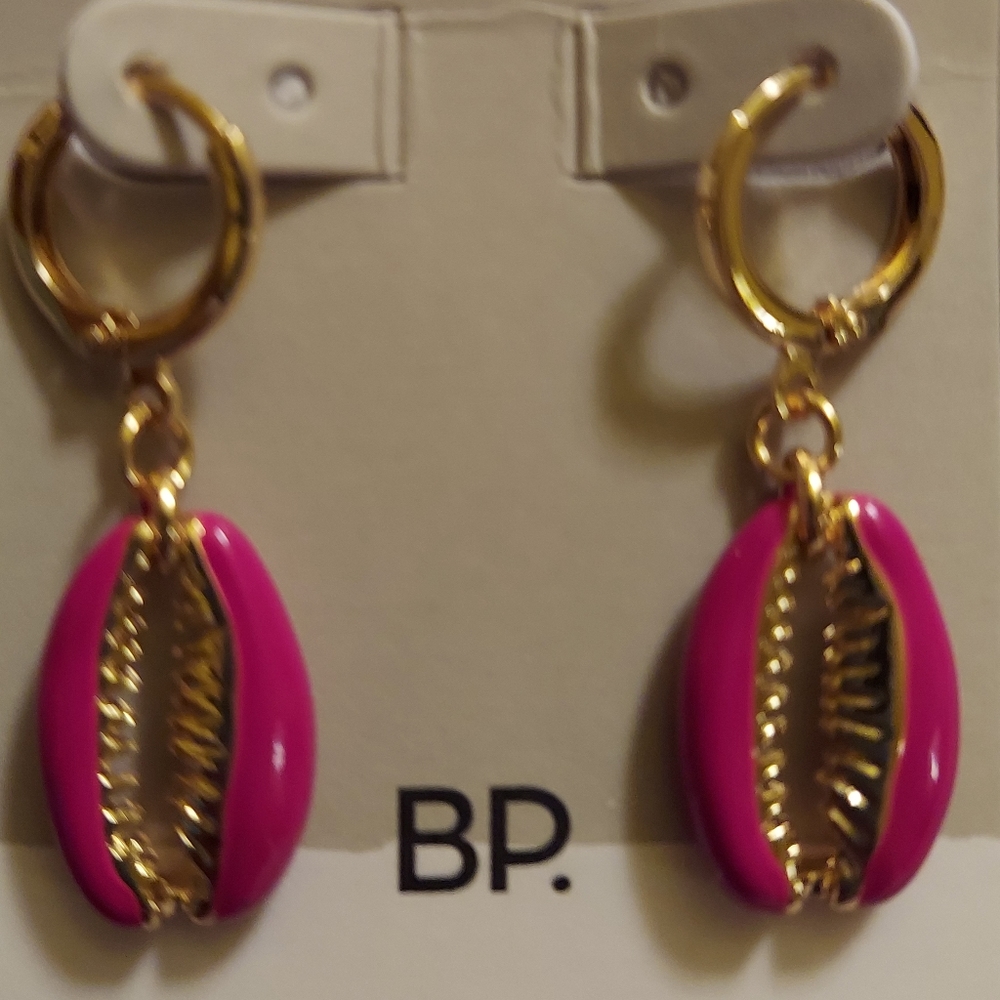 Pink Cowrie drop earrings